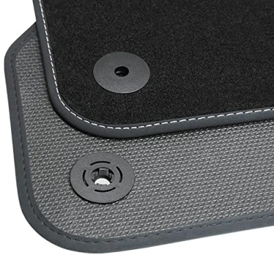 Abbildung von teileplus24 BGF409 Ganzjahres Fußmatten kompatibel mit VW Polo 4 9N 9N3 Cross 2001 2009 Wasserdicht, Naht:Silber