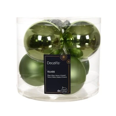 Abbildung von Kaemingk Weihnachtskugeln Glas 8cm 6 Stück matt &amp; glänzend Große Christbaumkugeln Weihnachtsbaumkugeln für Weihnachten Christbaumschmuck Weihnachtsbaumschmuck Grüntee