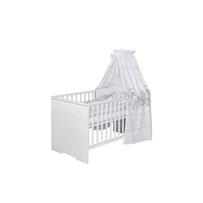Abbildung von Schardt Kinder Kombibett 70x140cm Maxx Weiß 3fach Höhenverstellbar Gitter mit 3 Schlupfsprossen