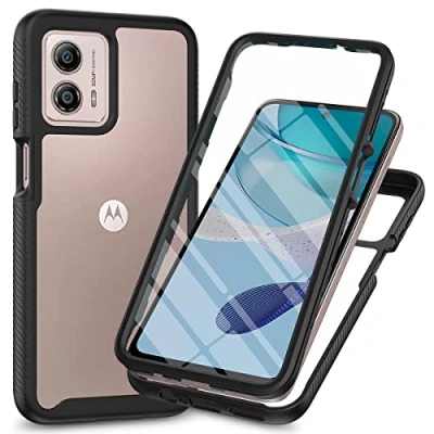 Abbildung von XINNI Hülle für Motorola Moto G53 5G, 360 Grad Stoßfeste Schutzhülle mit Integriertem Bildschirmschutz, Robuster Bumper Outdoor Full Body Case, Schwarz