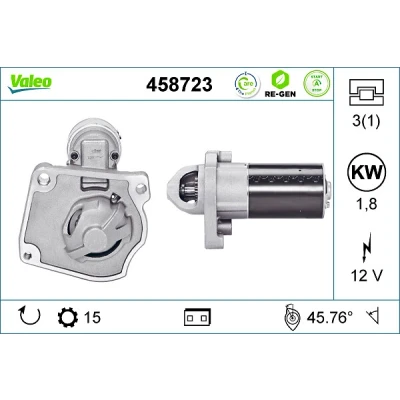 Abbildung von VALEO STOP&amp;START REMANUFACTURED 458723 Anlasser 12 1,8 15 PEUGEOT: 508 I SW, 5008 I, 3008 CITROËN: Berlingo II, C4 II Schrägheck