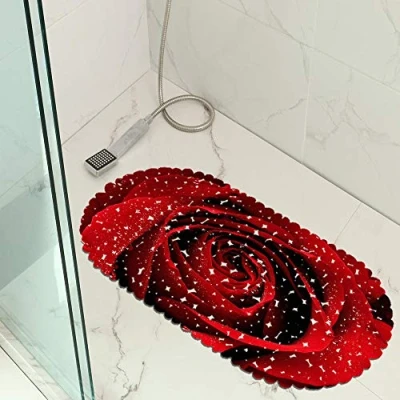 Abbildung von Jaeknxcg Badewanneneinlage rutschfest Badematten für Wanne Duschmatte mit Abflusslöchern Saugnäpfe Maschinenwaschbar 35X70CM Rose
