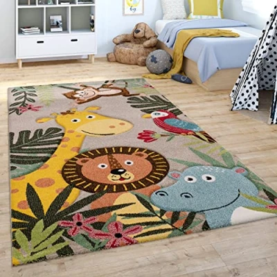 Abbildung von Paco Home Kinderteppich &quot;Diamond 650&quot;, rechteckig, Spielteppich, 3D Design, niedliches buntes Tier Motiv, Kinderzimmer