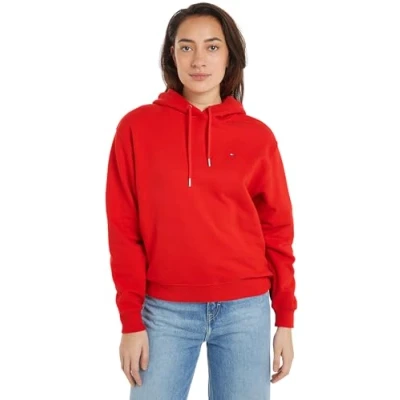 Abbildung von Tommy Hilfiger FLAG Embroidery Drawstring Kapuzenpullover, Damen, Größe: XS, Rot