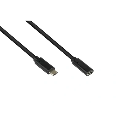 Abbildung von Good Connections USB 3.2 Gen.2 Verlängerungskabel 10GBit/s, 100W Ladeleistung, 4K@60Hz C Stecker an Buchse schwarz 0,5m / 50cm