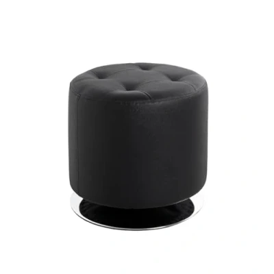 Abbildung von HAKU Möbel Hocker chrom, schwarz, Kunstleder, Metall Maße: H 40 cm x Ø cm, Style: Modern