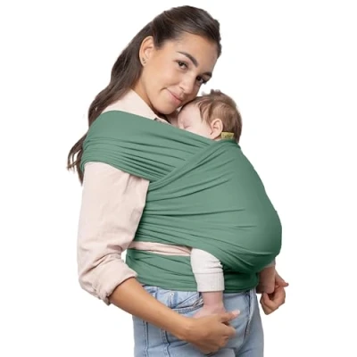 Abbildung von Boba Baby Tragetuch Neugeborene Elastisches Babytragetuch und Stilltuch für Unterwegs Einfach zu binden Babytrage ab Geburt bis 16kg (Sage Green)