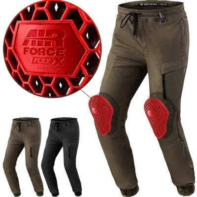 Abbildung von SHIMA JOGGSTER Motorrad Hose Herren mit Protektoren AIRFORCE Knieprotektoren Motorradhose Kurzgrößen Hosen für Protektorenhose Textilhose Urban Stretch Lang (Männer, Khaki, 34)