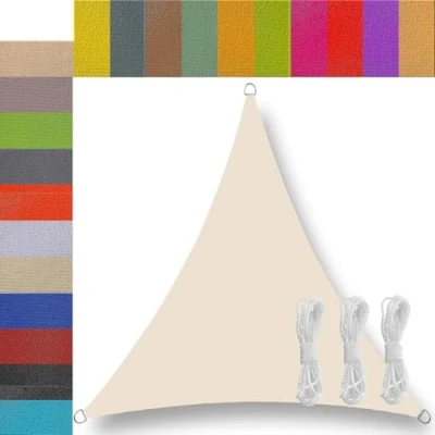 Abbildung von Ufamiluk sonnensegel dreieckig wasserdicht 2x2x2m Balkon Regenschutz 95% UV Schutz Windschutz Überdachung Plane für Garten Terrasse Outdoor Camping Patio Schwimmbad Nicht gerade Weiss