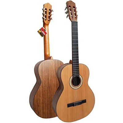 Abbildung von MSA 4/4 GITARRE ZEDER MASSIV MAHAGONI KONZERTGITARRE CLASSIC NATUR BODEN u. ZARGE D&#039;ADDARIO SAITEN DECKE MCG200M