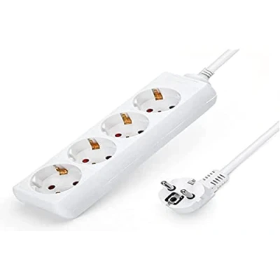 Abbildung von Steckdosenleiste weiß ohne Schalter mit Kabel 3G 1,0 mm² 1,5 m, deutsche (4 Steckdosen, m)