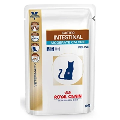 Abbildung von Royal Canin Veterinary Gatrointestinal Moderate Calorie 12 x 85 g Diät Alleinfuttermittel für Katzen Zur Linderung akuter Resorptionsstörungen des Darms Hohe Akzeptanz