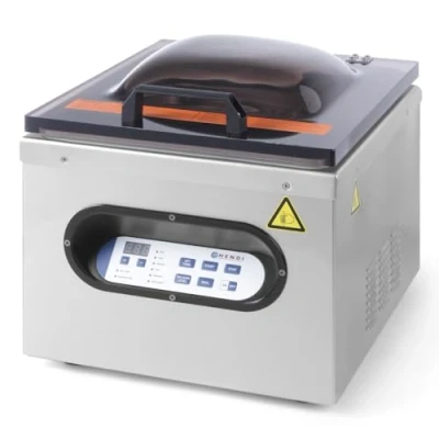 Abbildung von HENDI Vakuum Verpackungsmaschine, Vakuumiergerät, Kammer Schweißleiste: 295mm, Pumpenleistung: 77 l/min, 230V, 630W, 429x359x(H)345mm, Edelstahl