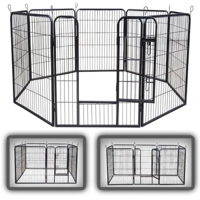 Abbildung von zoomundo Welpenauslauf 100cm hoch XL Laufgitter Tierlaufstall Welpenkäfig Absperrgitter Freilaufgehege Welpenzaun 8 Eck Black Edition