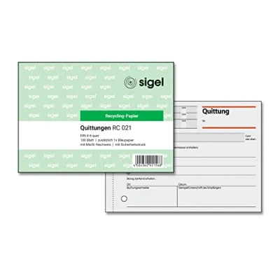 Abbildung von SIGEL RC021 Quittungsblock A6 quer, aus Recycling Papier, 100 Blatt