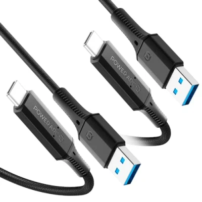 Abbildung von PowerArc gevlochten USB kabel A naar C von Spigen Schwarz Kunststoff