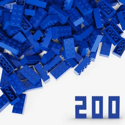 Abbildung von TTEHGB TOY Klassischer Massenziegel 2x4, 200 Stück Baustein Blau, Kompatibel mit Alle Großen Marken, MOC Enthusiasten, Farben: Blau