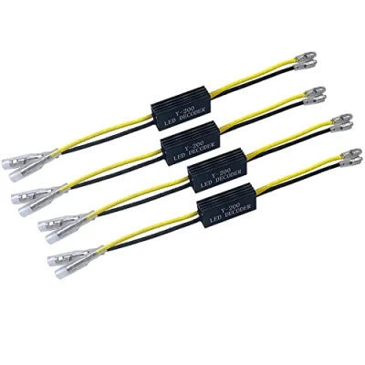 Abbildung von Kardne 4 Pcs Motorrad LED Blinker Decoder, Blinkeranzeige Widerstände Kabel, Lastwiderstand Taschenlampe Adapter Flash Fix Fehler für 10W 10Ω