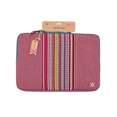 Abbildung von VAMVAM by Wondee Laptophülle bis zu 40,6 cm Laptoptasche 16 Zoll / 15.6 Zoll, Kirsche mit dekorativem Streifen, Farben, gepolstert und verstärkt Reißverschluss