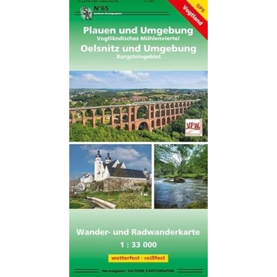 Abbildung von Plauen und Umgebung Oelsnitz Umgebung: Wander Radwanderkarte 1:33 000