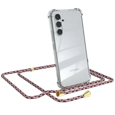 Abbildung von EAZY CASE Handykette kompatibel mit Samsung Galaxy A54, Kameraschutz und Bildschirmschutz, Stylische Abnehmbar Necklace Case, Kette Schutzhülle Rot Camouflage
