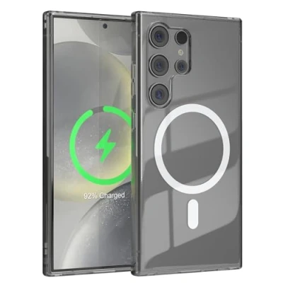 Abbildung von EAZY CASE Crystal TPU Hülle kompatibel mit Samsung Galaxy S24 Ultra Qi Charging, Silikon Kameraschutz, Slimcover, Handyhülle, Silikonhülle, Backcover, Durchsichtig, Transparent
