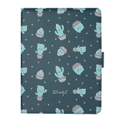 Abbildung von WONDEE Mr Wonderful Universal Tablet Schutzhülle von 9,7 Zoll bis 10,2 Zoll, Buch Typ mit Kaktus Design