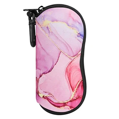 Abbildung von MoKo Brillenetui [Ultra Lightweight] Neopren Reißverschluss Sonnenbrille Tasche mit Gürtelclip für Brillen, Rahmen, Tragbare Case Schlüssel, Bleistifte, Karten Trübes Rosa