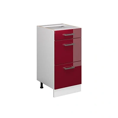 Abbildung von Vicco Unterschrank R Line Bordeaux Hochglanz/Weiß 40cm mit Schubladen ohne Arbeitsplatte