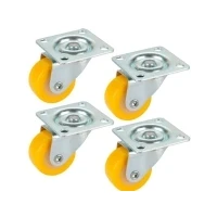 Abbildung von Dörner + Helmer Set Lenkrollen (4x Lenkrolle Schrauben, 30 x 14 mm, Polyurethan gelb, Tragkraft 20kg/Rolle) 450128