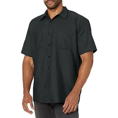 Abbildung von Red Kap Herren Industrial Work Shirt, Regular Fit, Short Sleeve Arbeitshemd mit Knopfleiste, Dunkelgrau, Mittel