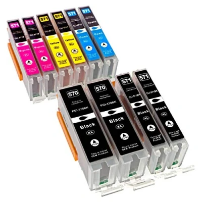 Abbildung von ESMONLINE 10 komp. XL Druckerpatronen als Ersatz für Canon PGI 570 CLI 571 TS 5050 5051 5052 5053 5055 6050 6051 6052 8050 8051 8052 8053 9050 9055