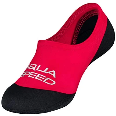 Abbildung von Aqua Speed Neoprensocken Kind Strandsocken für Mädchen Jungen rutschfeste Schwimmsocken Baden Socken Kinder Beach Socks Kids Tauchsocken Gr. 24 25 31 Rot Schwarz
