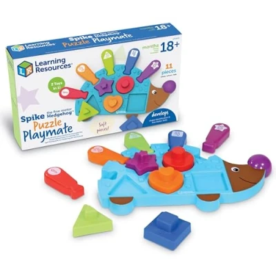 Abbildung von Learning Resources Spike den feinmotorischen Igel, Puzzlebrett Spielkamerad 11 Stück, Alter 18+ Monate Feinmotorspiel, Farbe und Form Erkennung Kleinkind Montessori Spielzeug