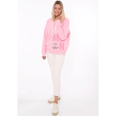 Abbildung von Zwillingsherz Sweatshirt &quot;&quot;Moin&quot;&quot;, Paillettenanker und gesticktem Schriftzug am Rücken