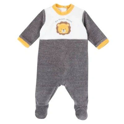 Abbildung von Chicco, Tutina con apertura patello, in ciniglia, Baby Jungen, Grau, 3M, Entworfen Italien
