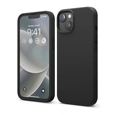 Abbildung von elago Schutzhülle für iPhone 14, Flüssigsilikon, Ganzkörper Schutzhülle, stoßfest, schlanke Handyhülle, kratzfestes, weiches Mikrofaserfutter, 15,5 cm (6,1 Zoll), Steinfarben