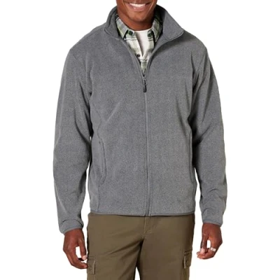 Abbildung von Amazon Essentials Herren Fleecejacke mit durchgehendem Reißverschluss (in Big und Tall erhältlich), Dunkelgrau Meliert, L