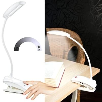 Abbildung von Lunartec Klemmlampe: Schwanenhals Klemm Lampe mit 3 Watt COB LED und Akku, USB Ladefunktion (Klemmlampe kabellos, Klemmleuchte Tischlampe Batterie)