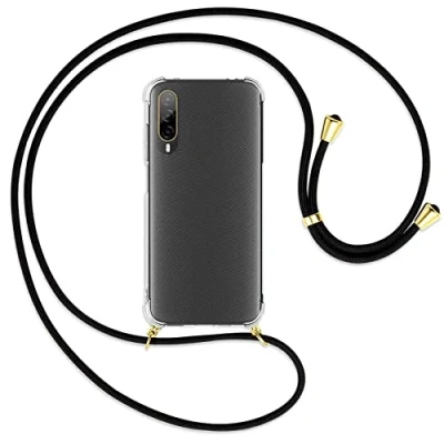 Abbildung von mtb more energy® Handykette kompatibel mit HTC Desire 22 Pro 5G schwarz/Gold Smartphone Hülle zum Umhängen Anti Shock Strong TPU Case