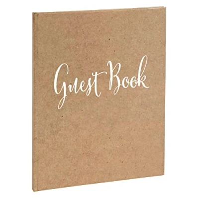 Abbildung von Exacompta 47236Z Trendiges Gästebuch Kraft Englisch Quadratisches Format 21x19 cm Karton mit bedrucktem Papier und matter Laminierung Goldschnitt 140 weiße Seiten einfarbig Farbe: Braun
