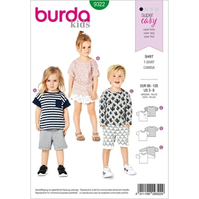 Abbildung von Kindershirt Burda 9322 98 128
