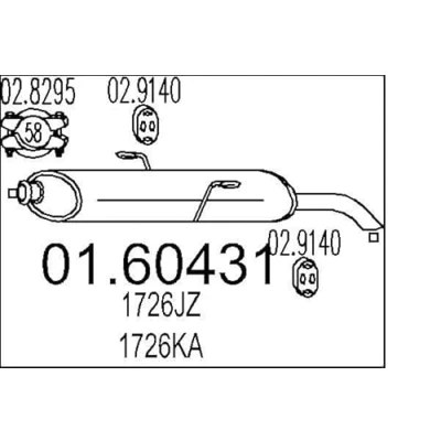 Abbildung von MTS 01.60431 Endschalldämpfer 850 PEUGEOT: 306 Kombi, Limousine