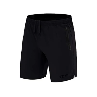 Abbildung von TCA Herren Elite Tech Leichte Laufhose Gymshorts Trainingsshorts und Laufshorts mit Reißverschlusstaschen Sporthose Kurz Schwarz, S