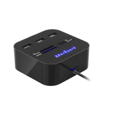 Abbildung von Rebel HUB USB 2.0 3 Port mit Speicherkartenleser 480Mbps KOM1020