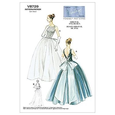 Abbildung von VOGUE PATTERNS V8729 Size AA 6 8 10 12 Misses&#039; Dress and Underskirt,White