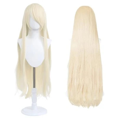 Abbildung von 100cm lange Perücke, universelle Anime Kostüm Cosplay perfekt für Party, täglichen Gebrauch, Festivals und Halloween, ideal TV, Film, Charakter (Hellblond)