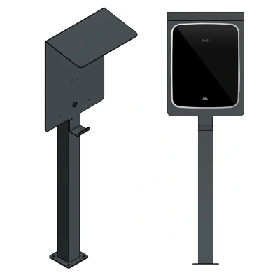 Abbildung von Ladesäule passend für ABL EMH3 Wallbox mit Dach Ständer Standfuß Stele
