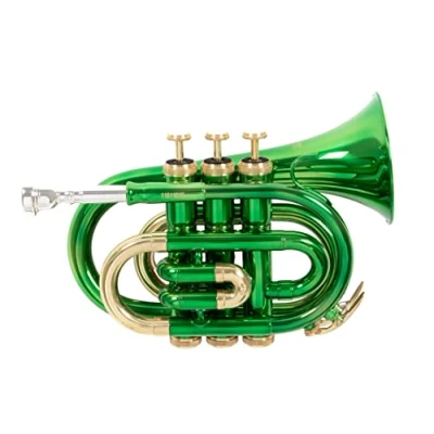 Abbildung von Roy Benson Bb Taschentrompete PT 101E (Präzise gefertigtes Messingschallstück, goldmessing Mundrohr, premium Taschentrompete, inkl. schützendem Rechtecketui, mit Rucksackfunktion), Grün