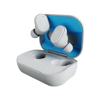 Abbildung von Skullcandy Grind Kabelloser In Ear Kopfhörer, 40 Std. Akkulaufzeit, Skull iQ, Alexa Unterstützung, Mikro, Kompatibel mit iPhone, Android und Bluetooth Geräten Hellgrau/Blau